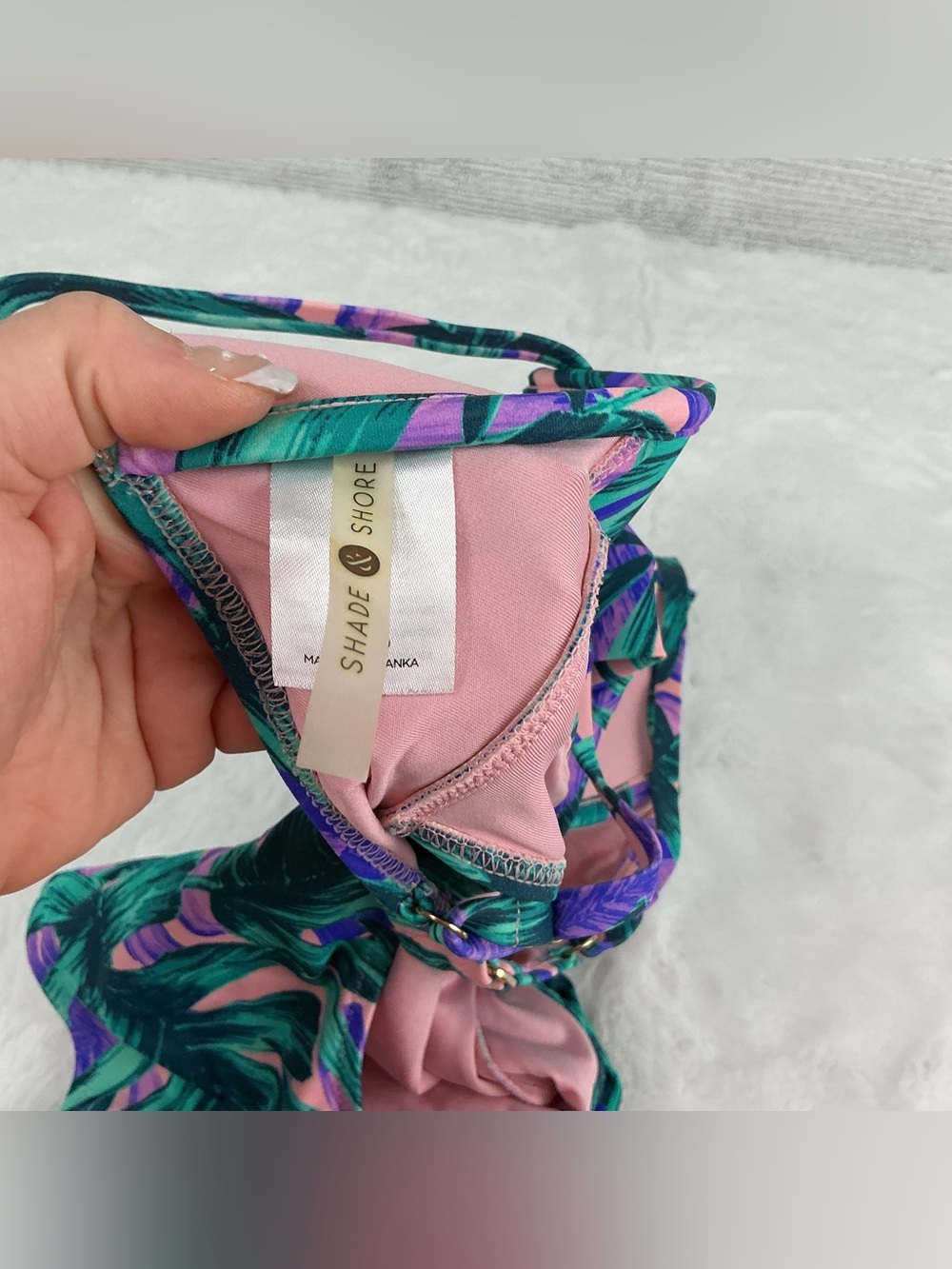 Shade and Shore Tropical Twist Cutout One-Piece Swimsuit in Green, purple & Pink - Picture 4 of 6